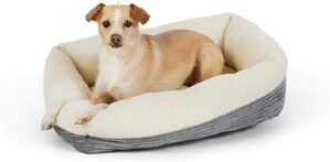 Amazon Basics Wärmende Hund Haustierbetten, L 61 x B 18 x H 51 cm, Grau, Creme