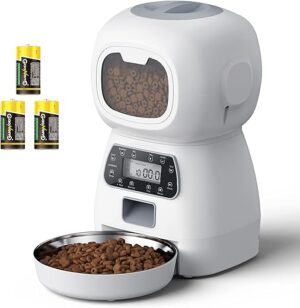 Automatischer Futterspender für Hunde Katze, 3.5L Automatisierte Futterautomat mit Timer und 10s Ton-Aufnahmefunktion für Mittlere & Kleine Haustiere Pudel, Pommern, Hirten,…