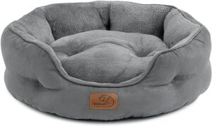 Bedsure Katzenbett waschbar Bettchen – 51x48x15cm Katzen Bett grau mit zweiseitig Innenkissen Katzenschlafplatz für Katzen oder kleine Hunde