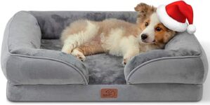 Bedsure orthopädisches Hundebett Ergonomisches Hundesofa – 71×58 cm Hundecouch mit eierförmiger Kistenschaum für kleine Hunde, waschbar rutschfest Hundebetten, grau