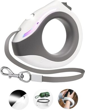 Blanlody Rollleine Hundeleine Ausziehbar für Große Hunde bis 80kg mit Licht Mittelgroße Kleinere Hunde Leine uber Handgelenk Gummierter Griff 3m Dog Leash und Wassernapf…