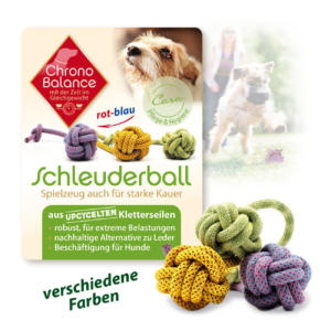 ChronoBalance Upcycled Hundespielzeug Schleuderball blau