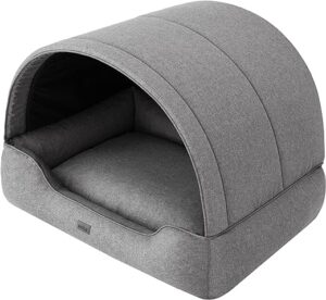 Doggy Hundehöhle Hundebett Katzenbett Hundehütte Haustierbett Hundehaus Hundeliegen Hundesofa Korb Sofa Hundekissen Schlafplatz, Graphit, 82×58 cm