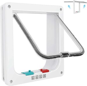 Dünne Katzentür für Fenster, Haustiertüren und Schiebetür, Sicherheits-Haustiertür mit 4-Wege-Schloss, wetterfeste Katzenklappe für dünne Tür und Wand (Medium, 6.7in x 6.3in)