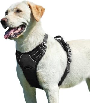 Eagloo Hundegeschirr Grosse Hunde, Anti Zug Hundegeschirr mit Reflexstreifen und Kontrolle, Verstellbar und Einstellbar Geschirr Hund Groß, Brustgeschirr für Labrador, Schwarz, L