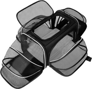 Estarer Hundetasche große Haustiertasche für Katze und Kleine Hunde im Auto, Fugzeug oder in der Bahn, schwarz