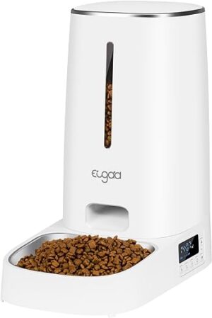EUGAD Futterautomat Katze Hund 4L, Automatischer Futterspender für kleine/mittlere/große Hunde, 1-6 Mahlzeiten/Tag, 6-360g/Mahlzeit, Dualer…