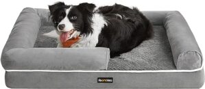 Feandrea Orthopädisches Hundebett, Hundekissen, Hundekorb, weiche Polsterung, Hundesofa, erhöhte Ränder, Bezug abnehmbar und waschbar, 91 x 71 x 20 cm, rutschfeste Unterseite,…