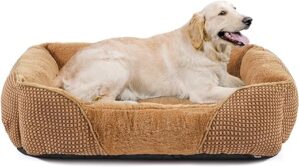 FURTIME Hundebett Grosse Hunde, Hundebett Waschbar Flauschig Hundekorb, rutschfest Hundekörbchen Hundebetten, Anti Stress, erhöhte Ränder, Hundebett XL für Mittlere und Große…
