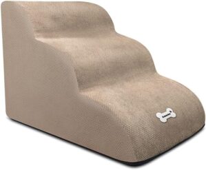 Galatée Hundetreppe, Weiche, Bequeme Haustiertreppe Mit Waschbarem Und Reißverschlussbezug, Einfach Zu Besteigende Hunderampenstufen, Hunderampen Für Schlafsofa(Hellbraun)