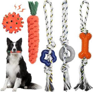 GENPAR Hundespielzeug, 5pcs Seil Ball Hunde Kauen Spielzeug Set, Hergestellt aus Natürlicher Baumwolle,interaktives Pet Rope Spielzeug,Für Kleine mittelgroßen Hund