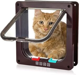 Große Katzenklappe , Katzenklappe XL Hundeklappe 4 Wege Magnet,(Außen Größe 28 x 24.9 cm)， Wetterfeste Katzentür für Haustiere mit Einem Umfang