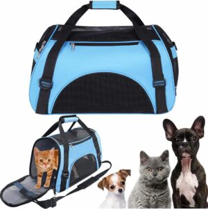 Haustiertasche Tiertragetasche Transporttasche für Kleine Hunde Katze Welpe Tragetasche Haustier Reisetasche Wasserfest Transportbox mit Netzfenster Reise Hundetasche…