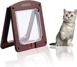 Haustiertüre Original Katzenklappe Hundeklappe wasserdichte und geräuscharme und besonders große 22 * 20 * 3cm Hund bis zu 7 kg geeignet (Kaffee)