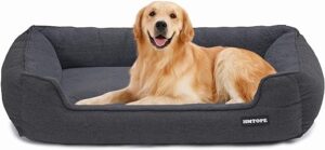 HMTOPE Hundebett, Hundesofa, Hundekissen, Hundekörbchen Abnehmbar und waschbar, Dunkelgrau, 110 x 86 x 26 cm