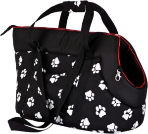 Hobbydog TORCWL3 Hundetasche Tragetasche Katzentasche mit Pfoten, Größe 32 x 30 x 50 cm, schwarz