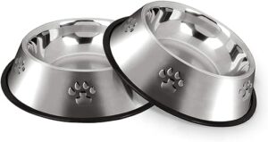 Hotype Edelstahl Hundenapf, Edelstahl Hundenäpfe mit Rutschfester Gummibasis für Futter oder Wasser, Futternapf für Welpe und Katze, Haustier Futternapf für Kleine Hunde, 2…