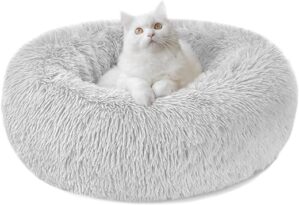 Hundebett Katzenbett Flauschig Rund aus Plüsch – Donut Kuscheliges Hundekissen Hundekorb Waschbar S/M/L/XL/XXL für Kleine, Mittelgroße und Große Hunde, Katzen und Andere…