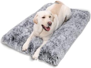 Jaspuriea Extra große Hundebett waschbar Hundekiste Matratze beruhigende Flauschige Anti-Angst Hundebetten Deluxe Plüsch Hundematte mit Anti-Rutsch-Boden, 105x70x7cm