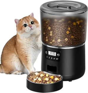 jutyum futterautomat katze 4L, Futterautomat für Haustiere, futterautomat hund, bis zu 9 Portionen/4 Mahlzeiten pro Tag, Anti-Clog & Duale Stromversorgung katzenfutter automat…