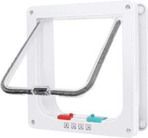 Katzentür, Sicherheits-Haustier-Tür mit 4-Wege-Schloss, wetterfest-einfache Installation Cat Klappe Tür für Innen Außentür, Fenster, Wand (Medium,15cm x 15.5cm Klappe)