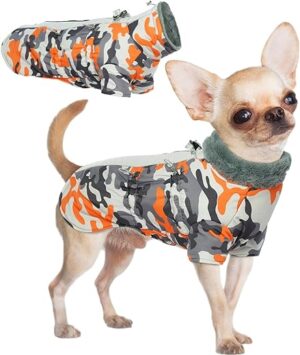 Katzinst Hunde Wintermantel, Wasserdichter Hundemantel mit Beinen Reflektierend Hundejacke mit Bauchschutz Hundebekleidung Outfit Hundemantel für Kleine Hunde, Dackel Chihuahua…