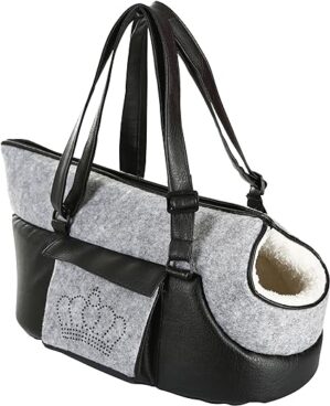 Kerbl Pet Tragetasche Chiara für kleine bis mittelgroße Hunde und Katzen, Transporttasche mit integrierter Kurzleine, Verstellbarer Tragegurt, 46x23x25 cm