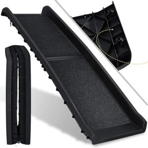 KESSER® Hunderampe klappbar Hundetreppe Hundeautorampe Auto Kofferraumrampe für Haustiere Einstiegshilfe für Kofferraum, bis 90 kg, 156x40cm, leicht Stabil, rutschfest…