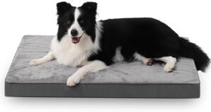 KSIIA Orthopädisches Hundebett für Große Hunde, XL Waschbar Hundekissen Flauschig Hundematte Hundematratze mit Abnehmbarer Deckel in Dunkelgrau 104x68x8cm