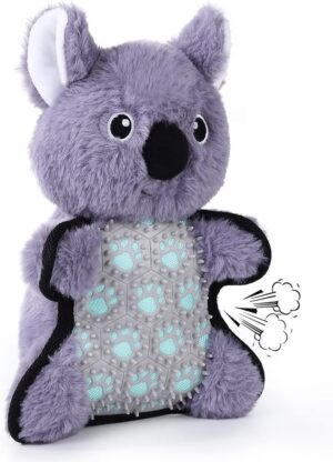 LALFPET Quietschendes Hundespielzeug, Plüsch + TPR-Gummi, Reinigungszahn, Hunde-Kauspielzeug für kleine, mittelgroße und große Hunde, Zerrspielzeug, Koala