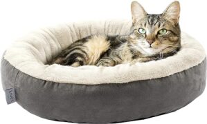 Love’s cabin Rundes Donut Katzenbett waschbar Hundebett kleine Hunde, 50 cm Katzenkissen Katzenkörbchen, Katzen Bett mit Rutschfester und wasserabweisender Boden, superweiches…