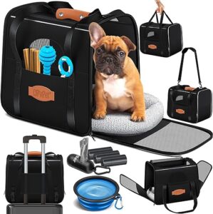LOVPET® Hundebox Hundetasche Transportbox 2in1 Hunde & Katzentasche Hundetransportbox inkl. Pet-Kissen + 3x Beutelrollen + Napf 44x31x36xm Transporttasche für Haustiere,…
