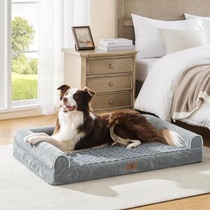 MIEUX PET Orthopädisches Hundebett für große Hunde mittelgroße hundesofa Waschbar Flauschig,Grau,XL