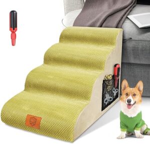 Myiosus Hundetreppe für Große Hunde und Katzen, 4 Stufen wasserdichte Tragbar Haustiertreppe, Hochdichtem Schwamm Hunderampe mit Abnehmbare Waschbarem Stoffbezug, Senden Sie 1…