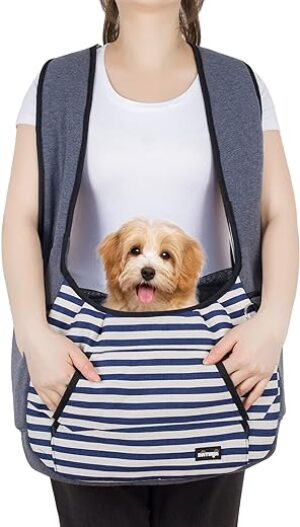 NATUYA Tragetasche für Hunde, Welpen, verstellbare Tragetasche, Reisetasche, Bodenpolster, Haustier-Tragetasche für kleine Hunde, Katzen, Welpen, Reisen, Wandern, Camping (Grau)