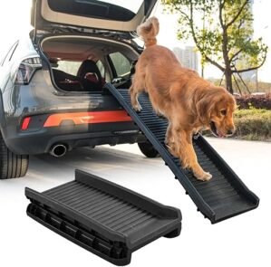OMAC Hunderampe Klappbar Hundetreppe für Autos Einstiegshilfe Haustier Rampen kompatibel mit PKW LKW SUV/Faltbare Schwarz