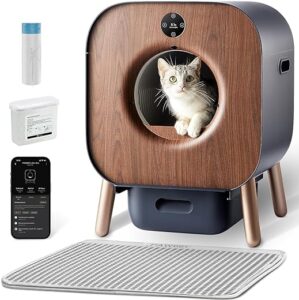PAWBBY P1 Ultra Katzenklo Selbstreinigend, Selbstreinigende Katzentoilette, TÜV-Zertifizierung, Anti-Klemm-/Pflanzendesodorierendes Design, App-Steuerung, Extra Groß für Mehrere…