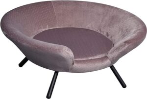 PawHut Hundesofa in Beckenform mit Weichem Bezug, Haustiersofa mit Metallbeinen, Hundebett, Katzensofa, 74 x 68,5 x 31 cm