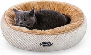 pecute Katzenbett Katzenkorb zum Schlafen, Rundes Hundebett Kleine Hunde Weich Und Waschbar, Katzenkissen Flauschig, Katzen Schlafplatz, Cat Bed Katzennest S 50 * 15cm