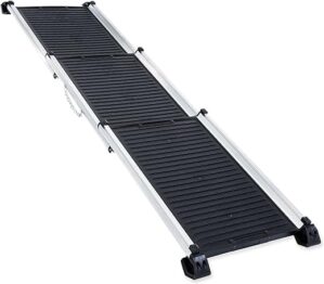 PETGARD Hundetreppe, klappbare Teleskoprampe für das Auto, dreiteilige Einstiegshilfe auch für große Haustiere, 73-163 cm, aus Kunststoff, Charleston