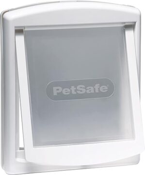 PetSafe Staywell Haustiertüre Original mit 2 Verschlussoptionen, Für Innen- und Außentür, Für Hunde und Katzen bis zu 7 kg, Größe S, Weiß