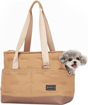 Petsfit Faltbare Hundetasche Hundetragetasche Schultertasche Tragetuch Welpentasche für Kleine Hunde Welpen Katzen,Khaki