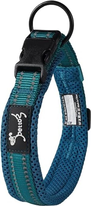PETTOM Hundehalsband Verstellbare Nylon Hunde Halsband Atmungsaktives Reflektierend Halsband (Blau S)