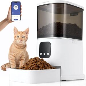 Smart Futterautomat Katze & Hund, Katzenfutter Automat 2,4 G WiFi, 6L Automatischer Futterspender mit App-Steuerung, Ton-Aufnahmefunktion, Edelstahlschüssel,Futterautomat für…