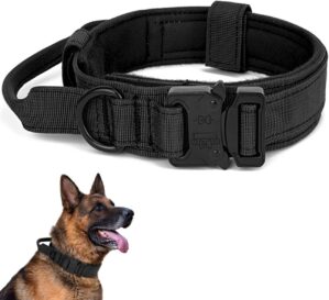Taktisches Hundehalsband, Verstellbare Halsband Mit Kontrollgriff Weich Gepolstertes Nylon Hunde Halsband mit robuster Metallschnalle für Mittlere Große Hunde
