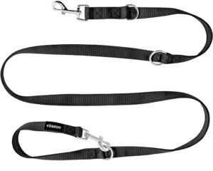 vitazoo Hundeleine in schwarz 2mx2,5cm, stabil und in 3 Längen verstellbar – auch als Führleine für große Hunde geeignet – bissfeste Welpenleine, Dog Leash
