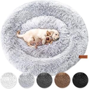 Wahre Tierliebe Hundebett Wolke 7 [Plus] – Das Original, mit waschbarem Bezug [L, 100cm, braun] Hundekissen, Hundekorb, Flauschiges Hundebett für große, mittelgroße & kleine Hunde