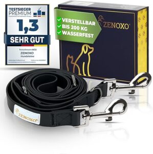ZENOXO® [221cm] Hundeleine | Schmutz- & wasserfest – Für kleine & große Hunde bis 200Kg – 3-Fach verstellbare Laufleine & Umhängeleine – Hundeleine leicht