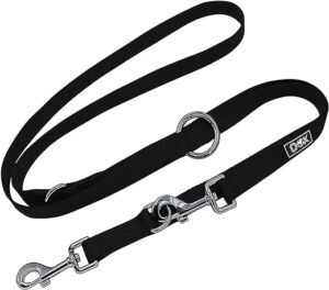 DDOXX Nylon Hundeleine – 2m, 3fach verstellbare Hundeleine für alle Hundegrößen – XS (Schwarz)