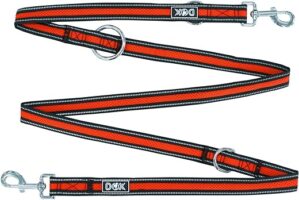 DDOXX Reflektierende Air-Mesh Hundeleine – M, Orange – für große und mittelgroße Hunde Hundeführleine – 2m, 3-Fach verstellbar – robust und reflektierend